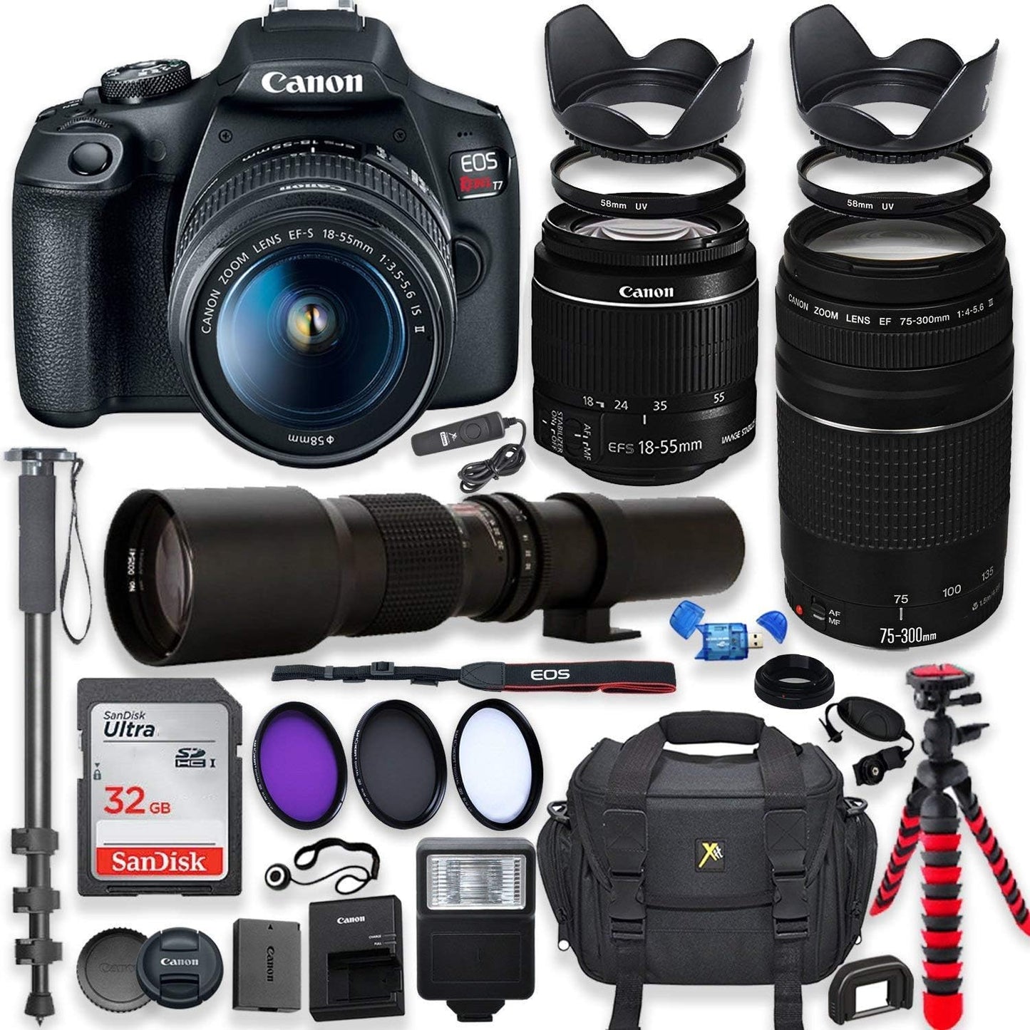 Canon EOS Rebel T7 DSLR Camera Bundle with Essential Accessories