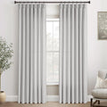 Grey Pinch Pleated Linen Curtains 84 in Length 2 Panels - Tailored