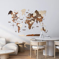 3D Wooden World Map Wall Art - Large Multicolor DIY Travel Map