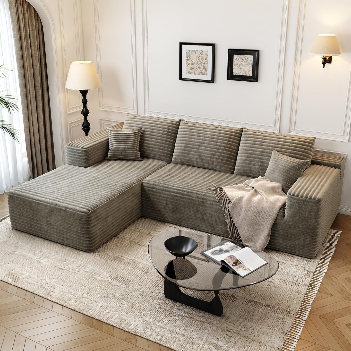 107.5in Cloud Modular Sectional Sofa Couch with L-Shape Chaise