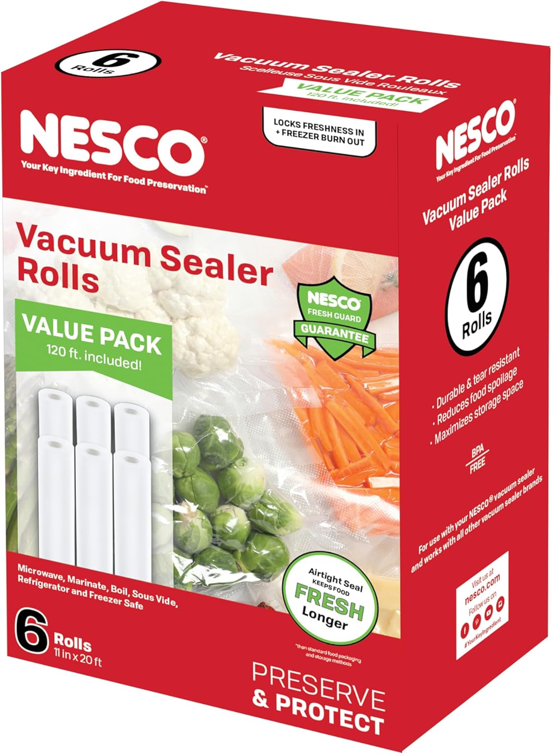 NESCO Vacuum Sealer Bag Rolls for Food Storage and Preservation