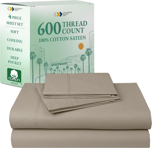Luxury Full Size Sheet Set - 100% Cotton, 600 Thread Count