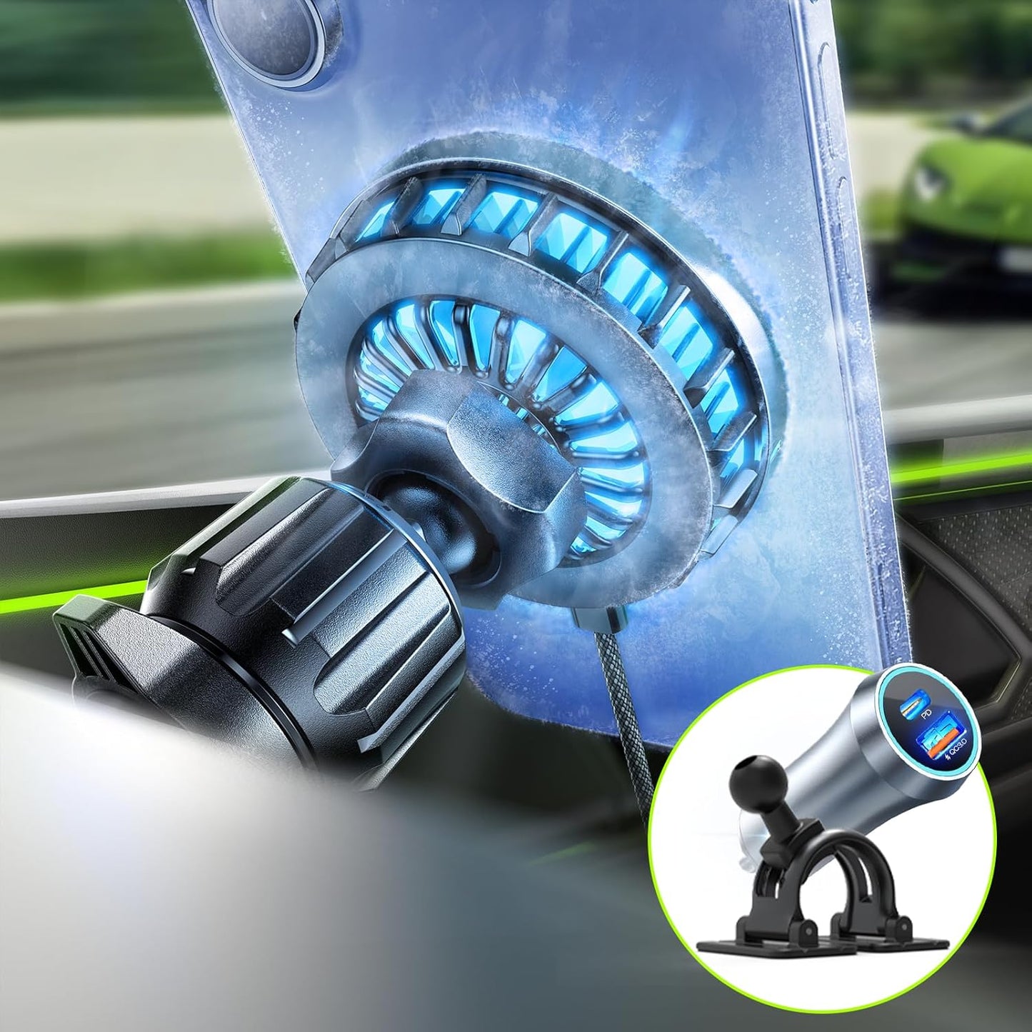 15W Wireless Car Charger & Phone Holder by LISEN