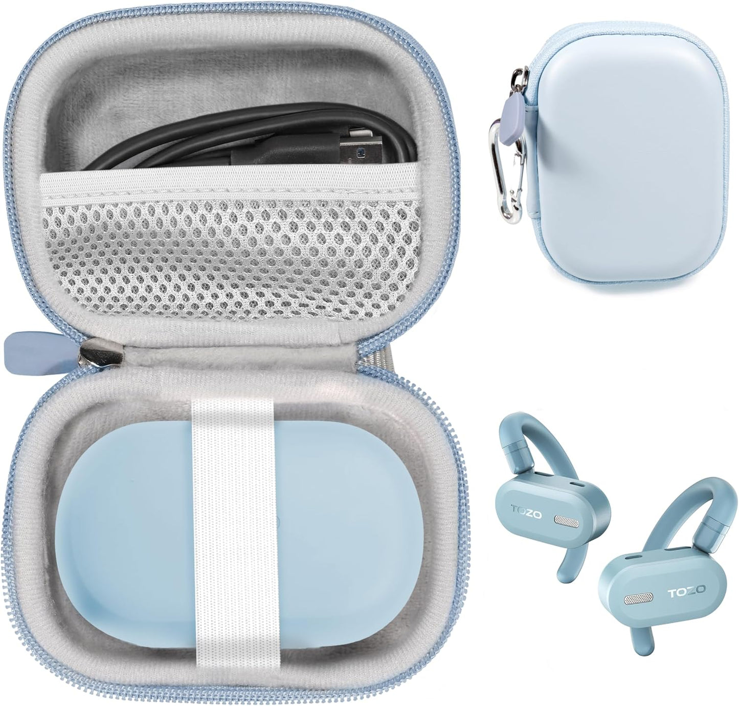 Compact Blue Case for TOZO Wireless Earbuds