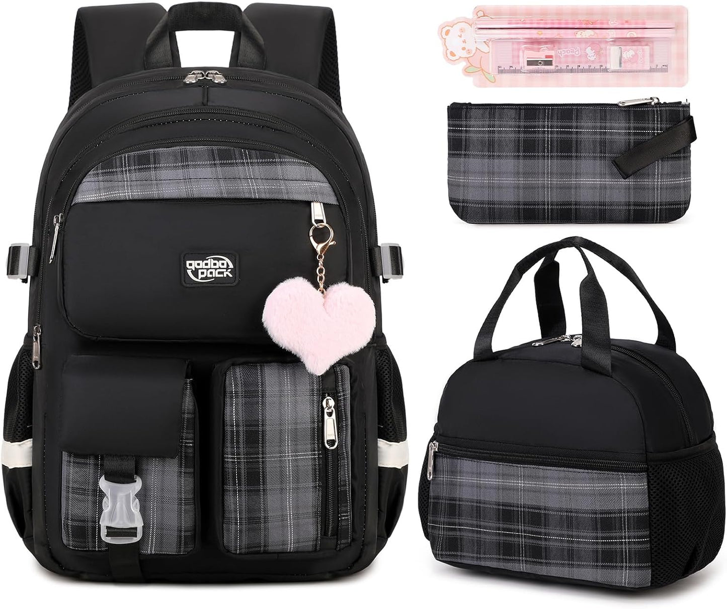 Stylish 3PCS Waterproof Backpack for School Girls and Women