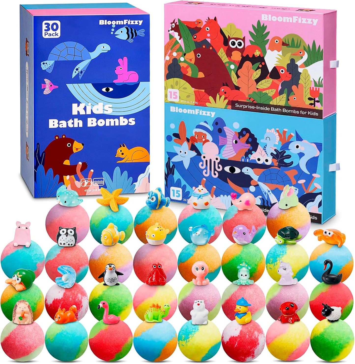 30 Kids Bath Bombs - Educational Fun with Toys Inside!