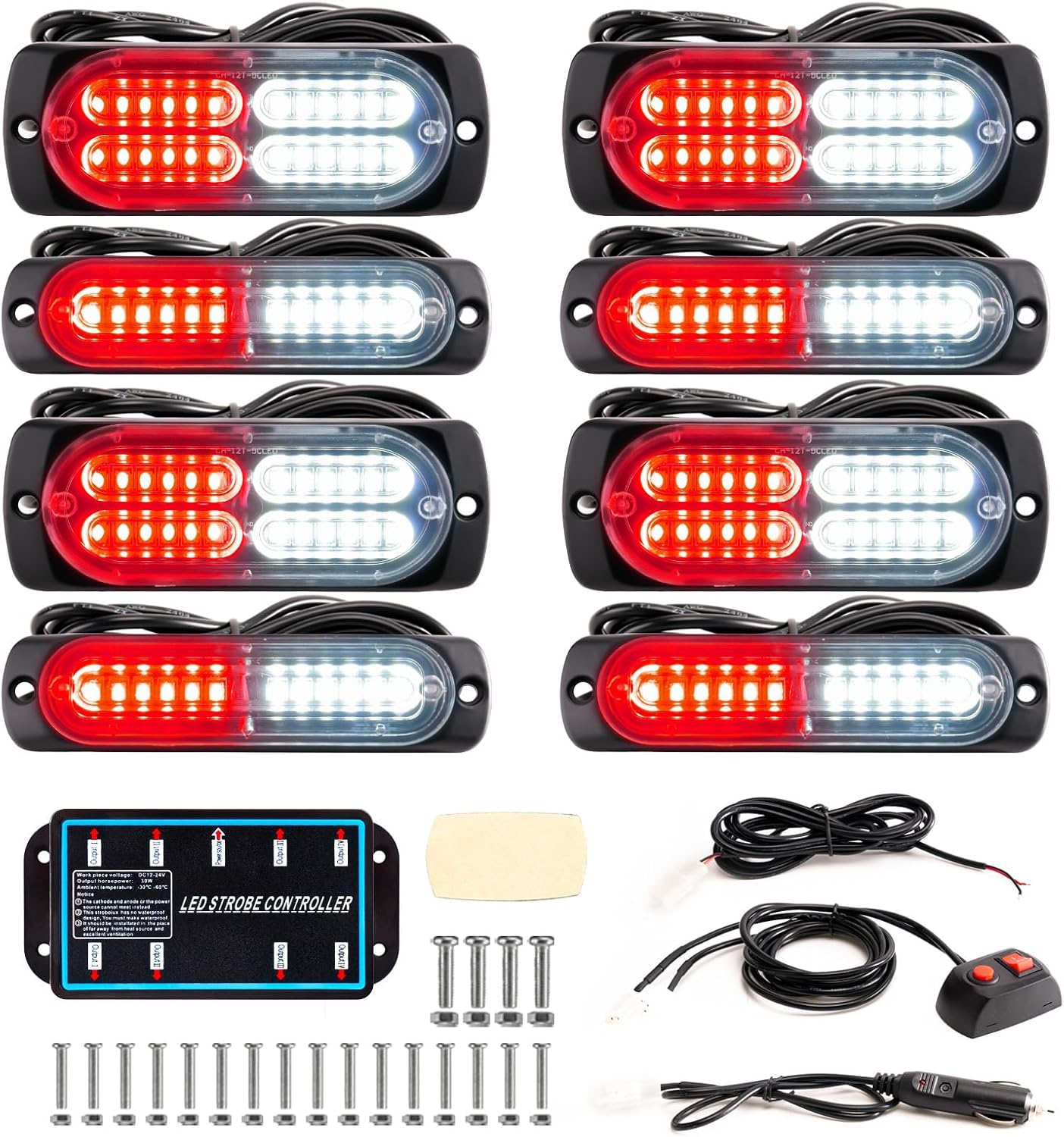 BooYu 8-pcs LED Emergency Strobe Lights for Vehicles and Trucks