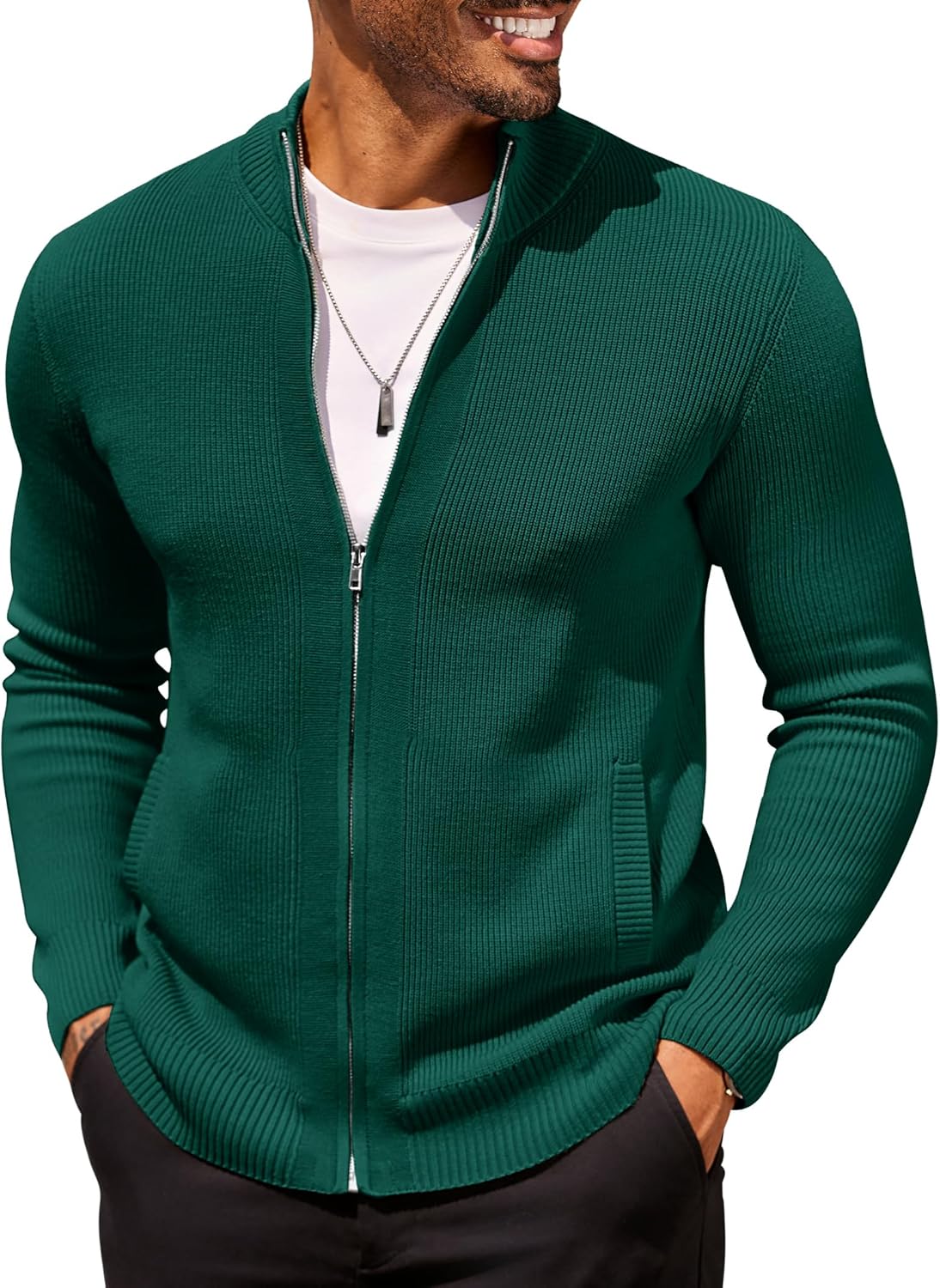 Stylish COOFANDY Mens Zip Up Cardigan Sweater for All Occasions