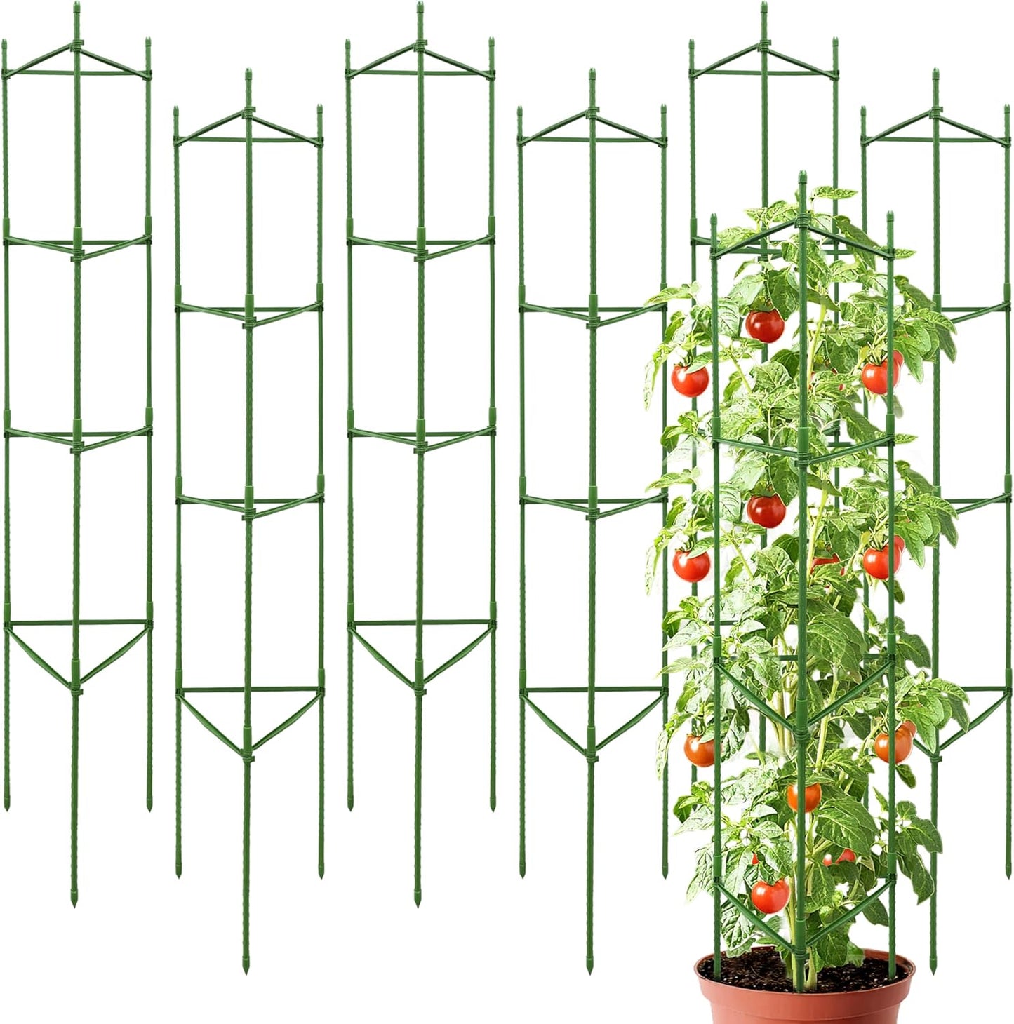 Heavy Duty Tomato Cages for Garden Support - 6 Pack 68 in Tall