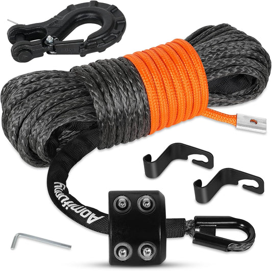 Synthetic Winch Rope 1/4in x 50 ft for Offroad Vehicles