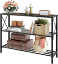 Hoctieon Industrial Console Table 3-Tier Narrow Sofa Table - Rustic