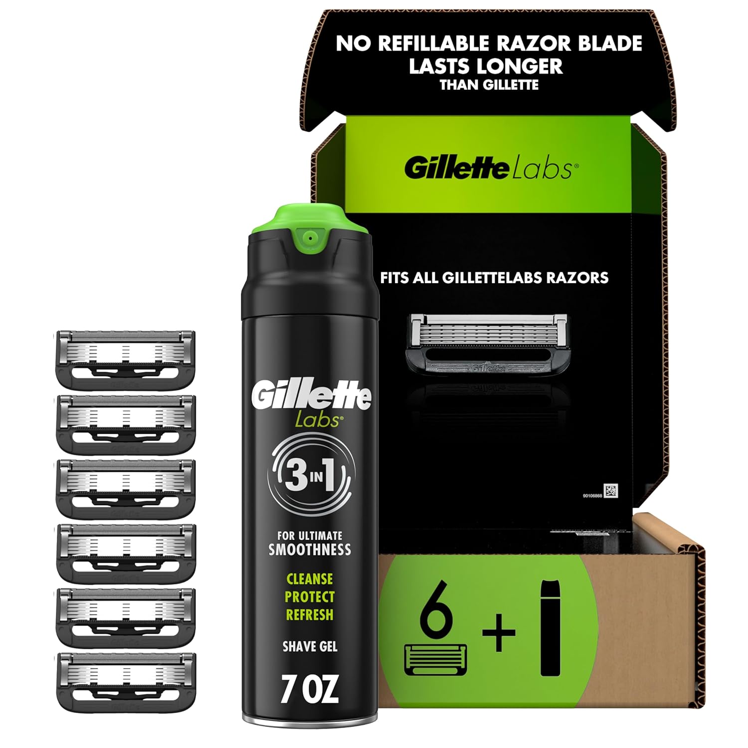 Gillette Labs Exfoliating Bar Razor Refills with Shave Gel