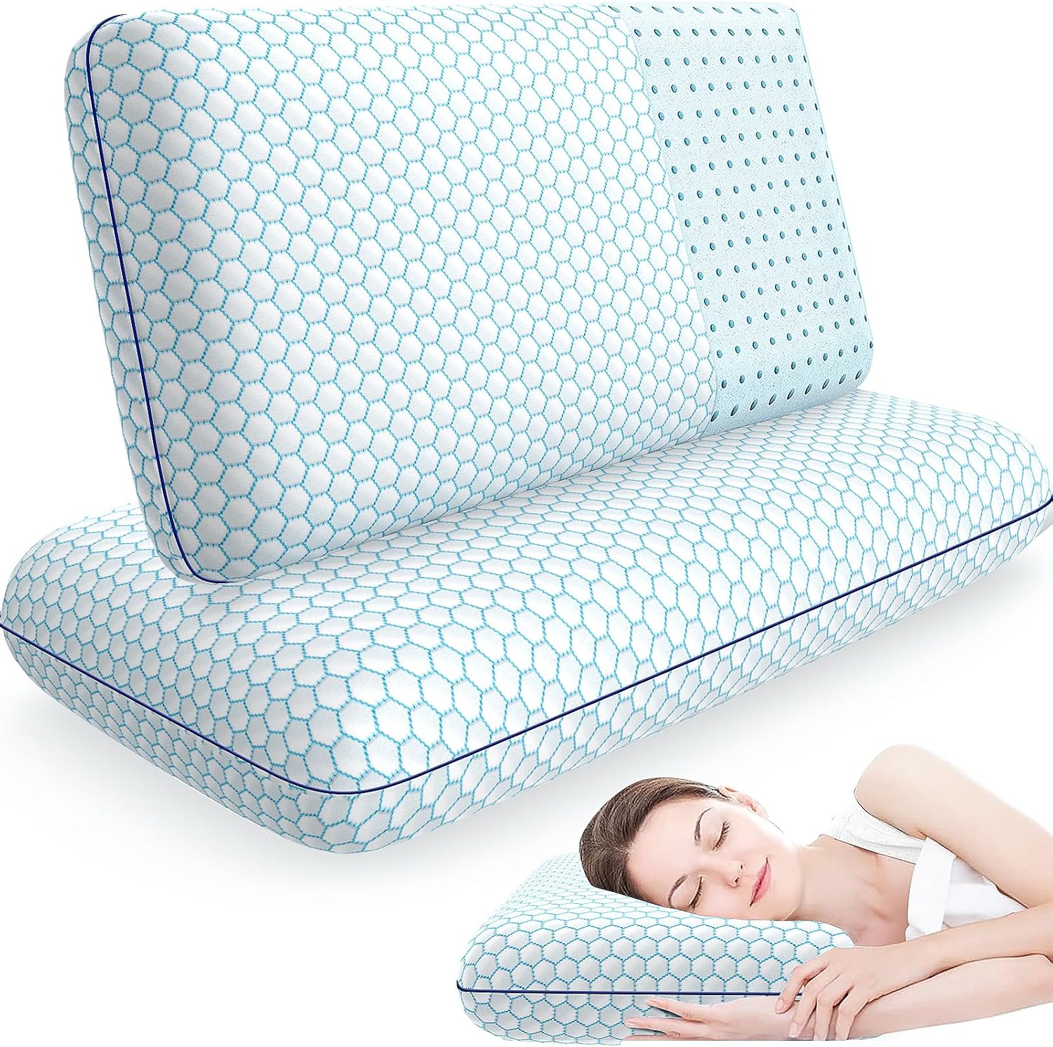 CushyOasis Memory Foam Pillows for All Sleepers, Set of 2