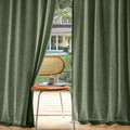 Non-See-Through Privacy Linen Curtains 2 Panels, Olive Green - Light