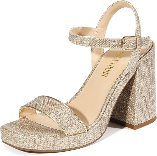 DREAM PAIRS Open Toe Chunky Platform High Heels for Women