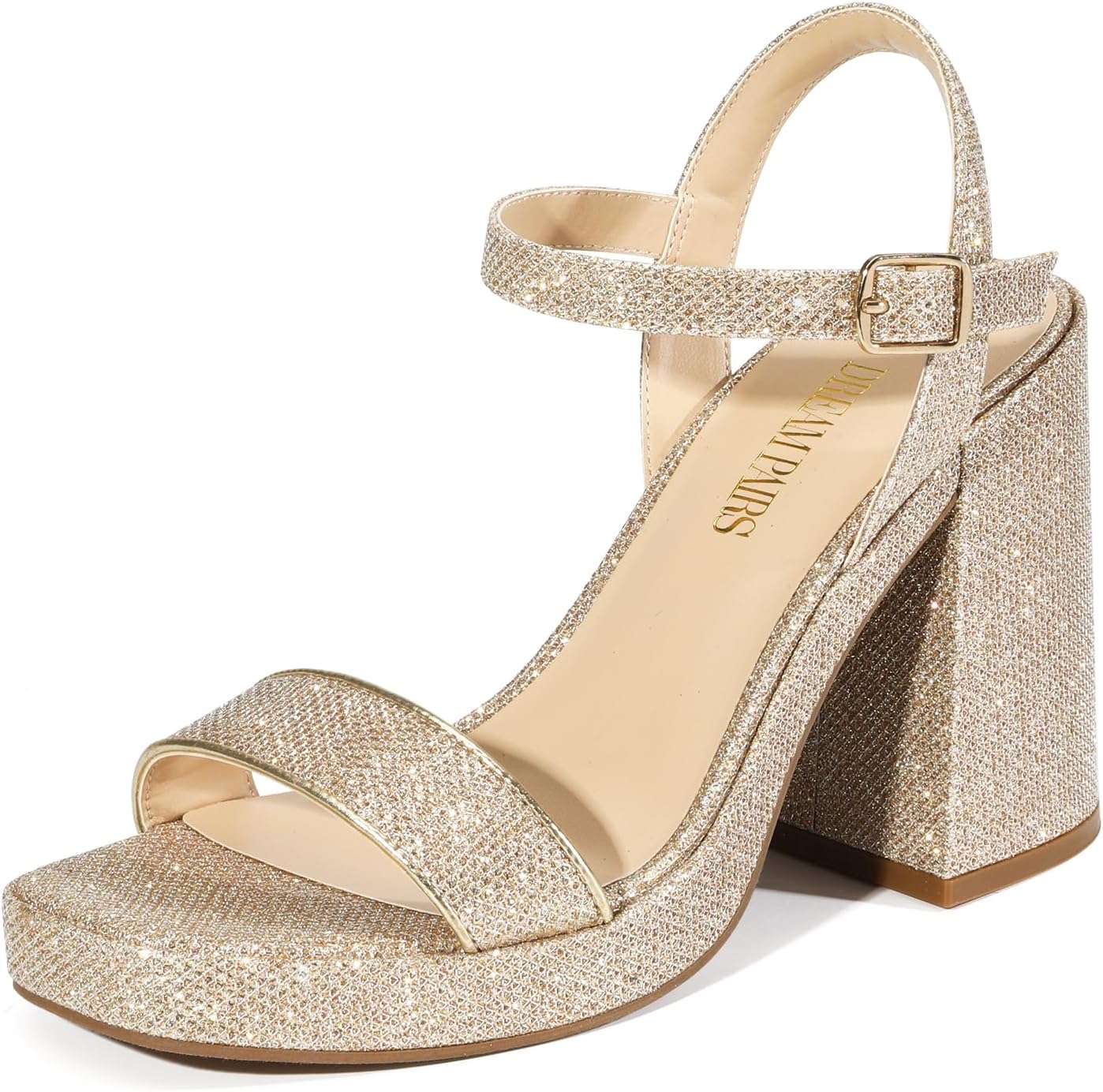 DREAM PAIRS Chunky Platform High Heels for Women - Open Toe