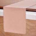 Misty Pink Linen Table Runner 14 x 72 in - Soft Fringe Accent