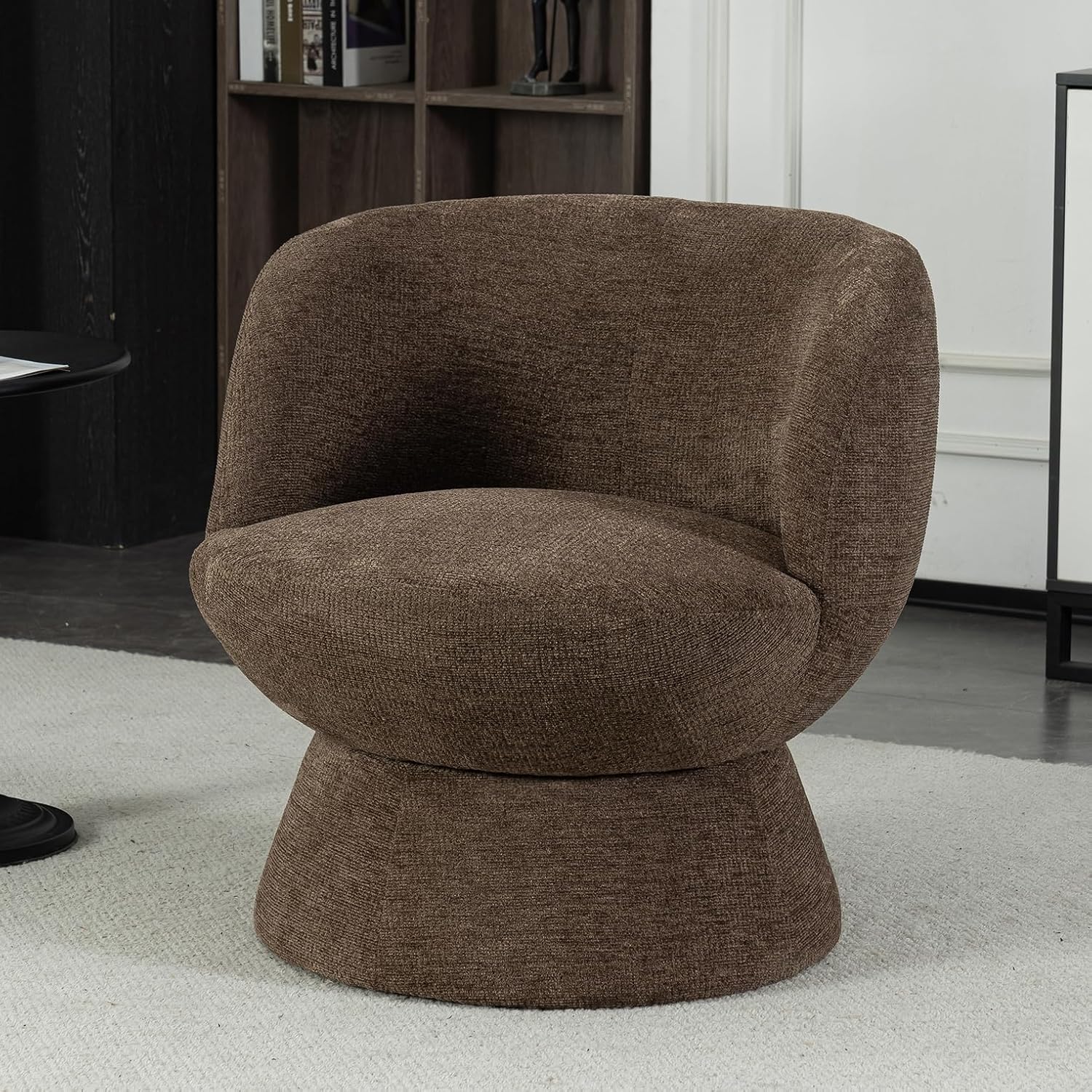 VKNOW Swivel Barrel Chair: 360 Comfort in Brown