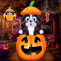 5 FT Halloween Animated Dog on Pumpkin Inflatable - Pop Up Yard Decor