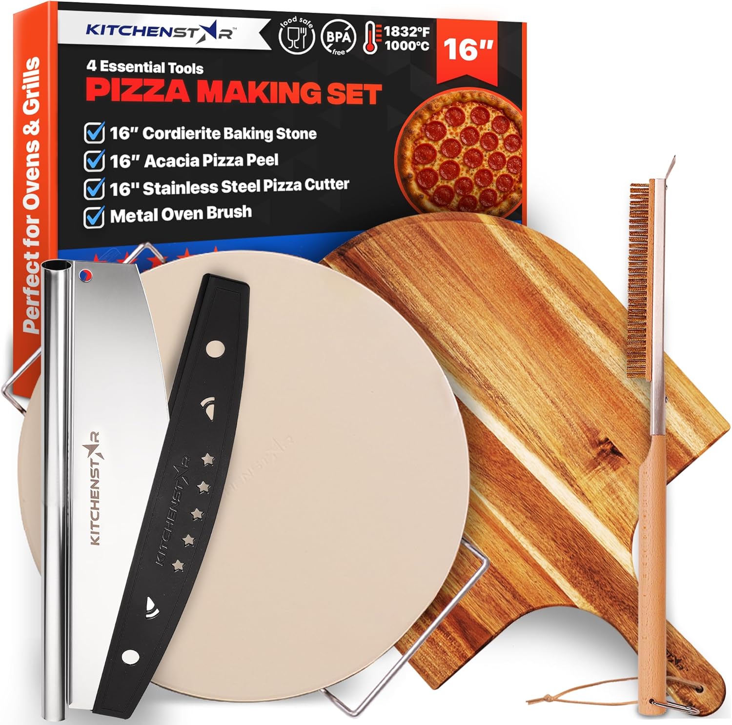 KitchenStar 16-inch Pizza Making Set for Perfect Homemade Pizzas