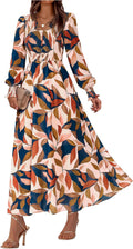 BTFBM Women Fall Wedding Guest Maxi Dress 2025 - Flowy Boho V Neck