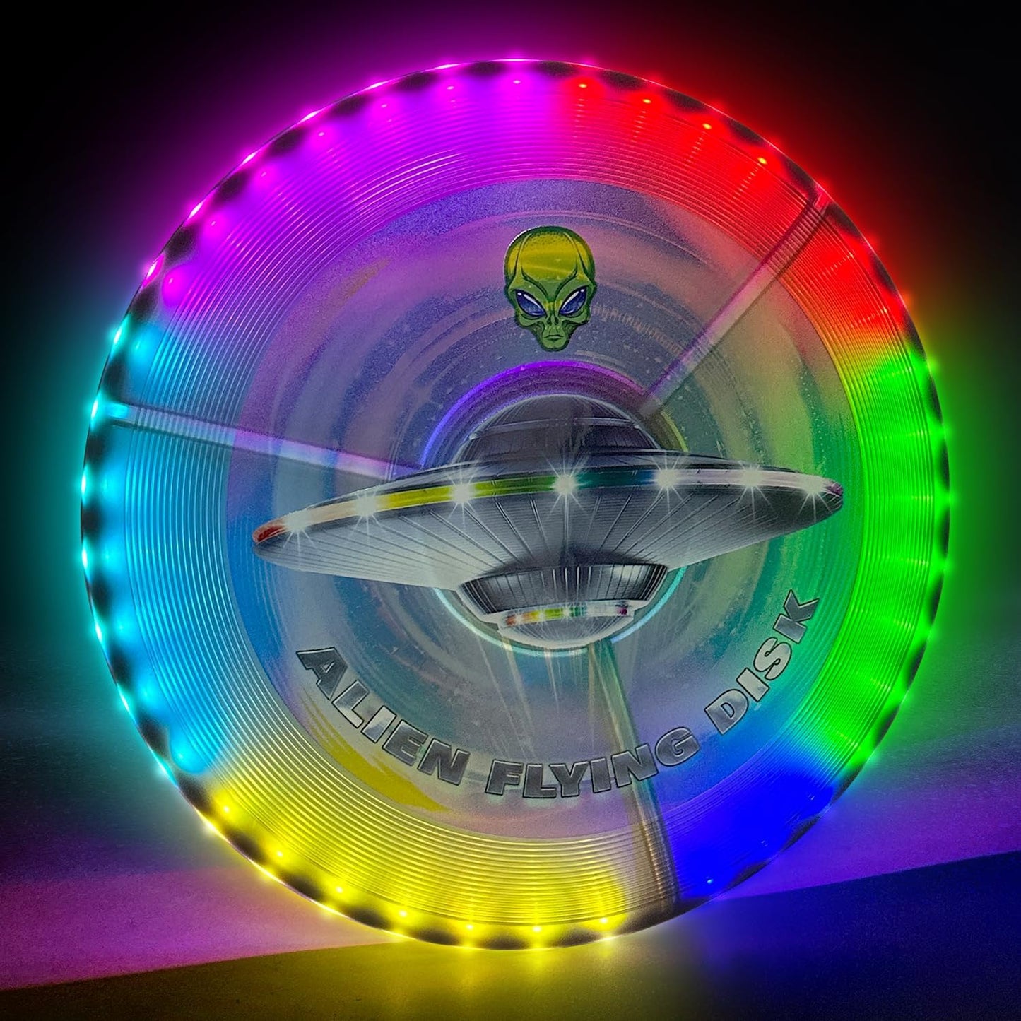 Multicolor LED Flying Disc - Rechargeable & Waterproof Fun!