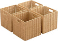 Foldable Storage Baskets with Handles - Set of 4 Collapsible Paper