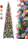 5 FT Pop Up Tinsel Christmas Tree with Lights and Decorations - Slim