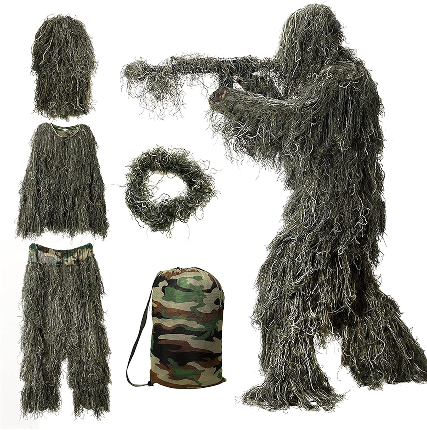 5 in 1 Ghillie Suit for Hunting - 3D Camouflage Apparel