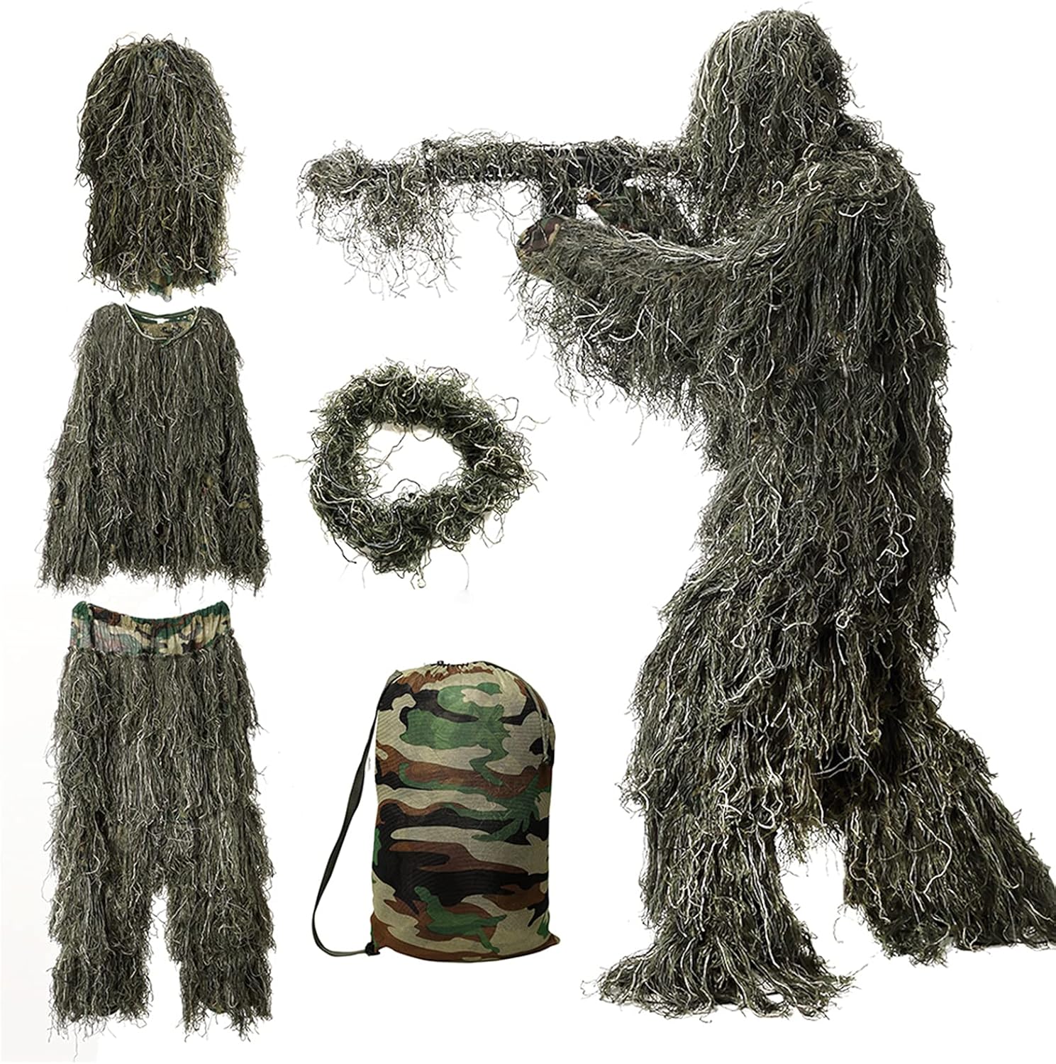 5 in 1 Ghillie Suit for Hunting - 3D Camouflage Apparel