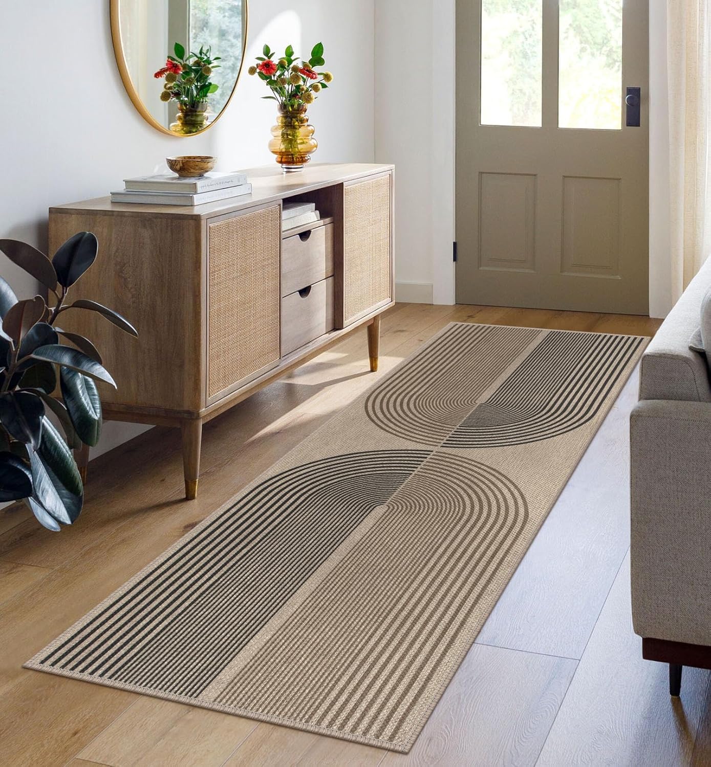 Easy Jute Rainbow Runner Rug for Hallway and Kitchen Use