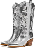 GOSERCE Cowboy Boots for Women - Sparkly Mid Calf Fashion Boots