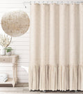 Awellife Linen Farmhouse Shower Curtain 72x72 - Ruffled Beige Natural