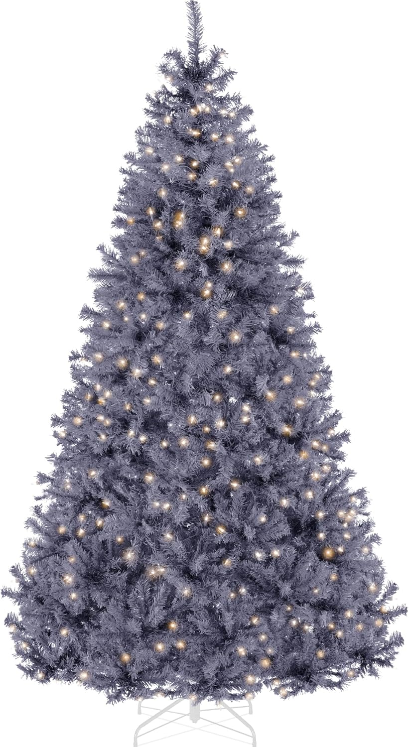 7.5ft Pre-Lit Charcoal Gray Christmas Tree for Holiday Cheer