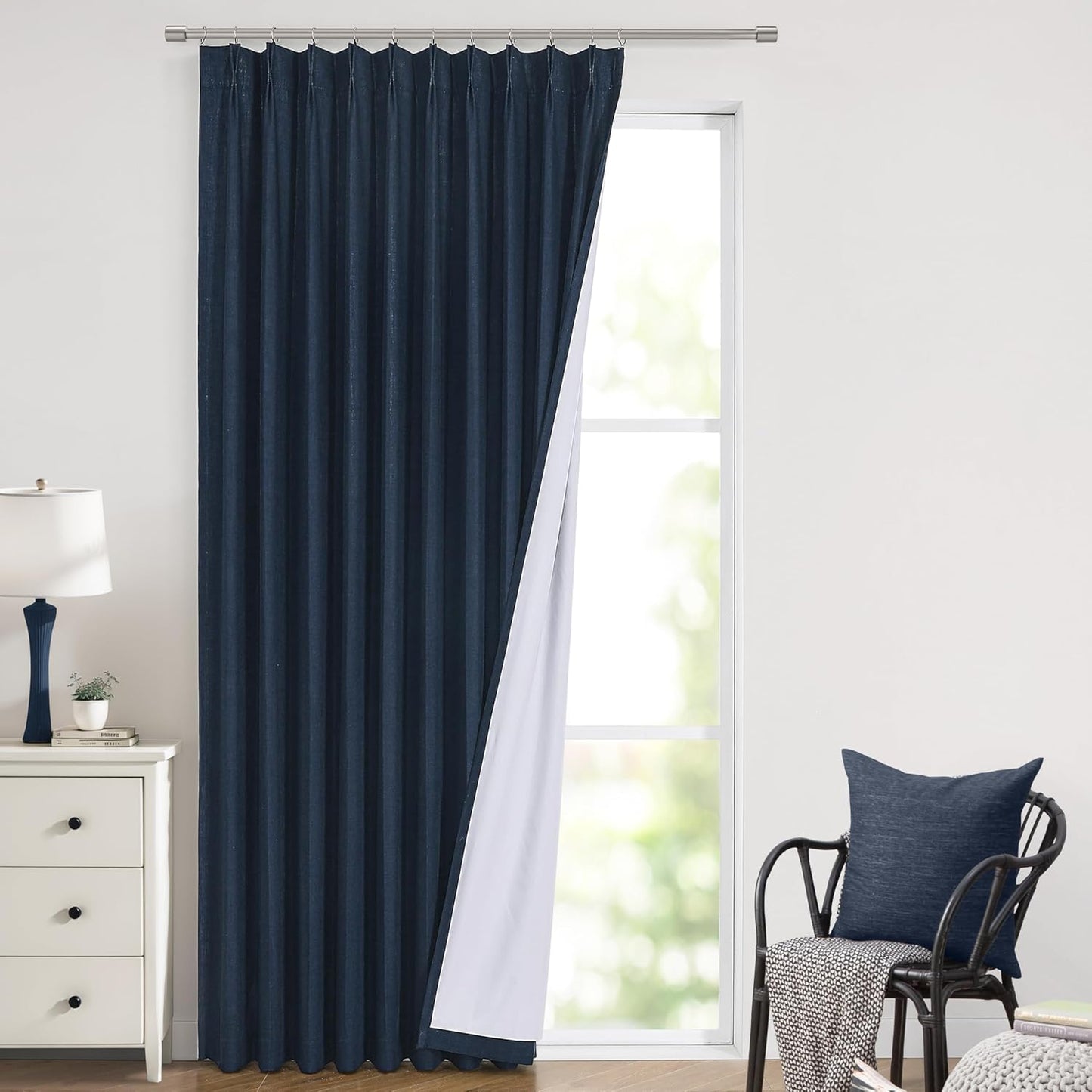 Navy Blue Pinch Pleated Full Blackout Curtains for Any Room