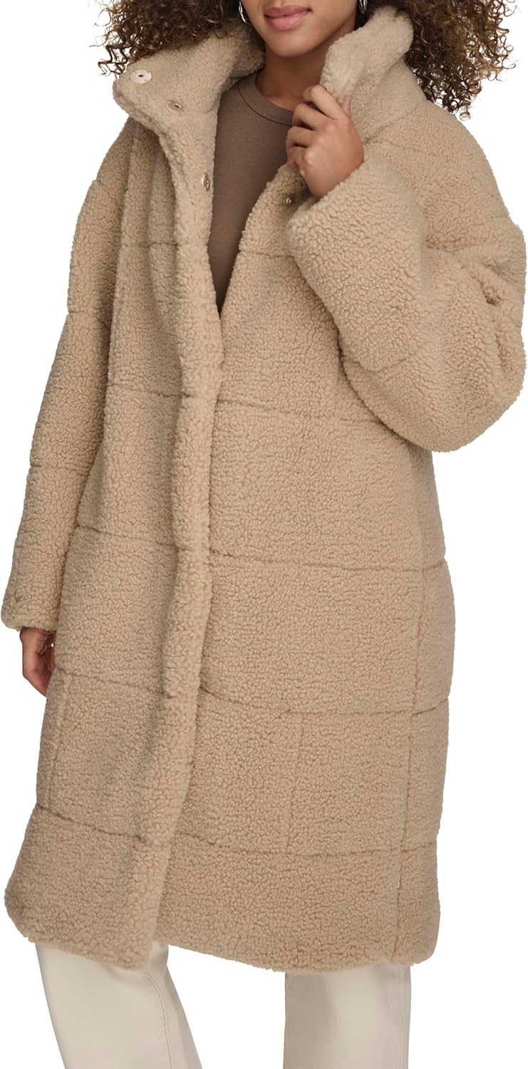 Levi's Womens Patchwork Quilted Teddy Coat for Stylish Warmth