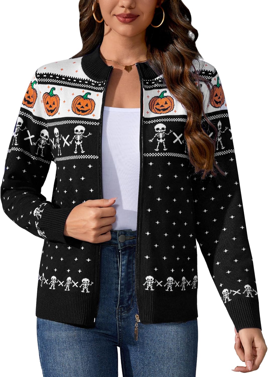 Totatuit Womens Long Sleeve Knitted Zip Up Cardigan Sweater