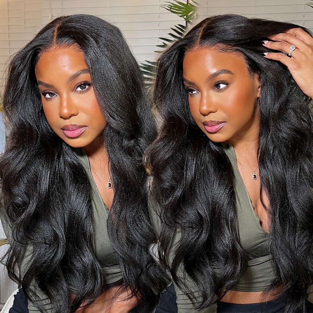 Kinky Straight Wig Human Hair 13x6 Lace Front 18Inch Glueless