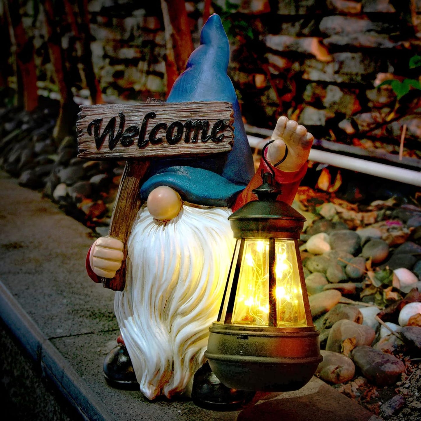 Garden Gnome Outdoor Decoration with Lantern LED Lights