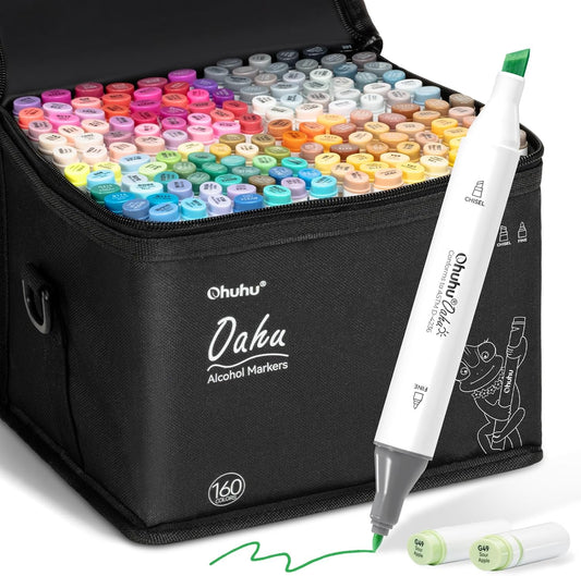 Ohuhu Alcohol Markers Set - 160 Colors for Artists and Illustrators