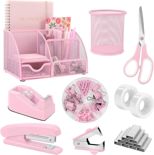Pink Desk Organizer Set for Stylish Women