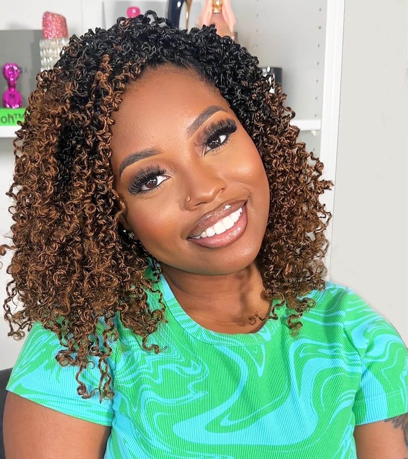 Yanky Twist Crochet Hair Pre-looped Ombre Brown Spring Twists
