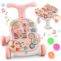 3 in 1 Baby Push Walker and Activity Center for Girl - Sit to Stand