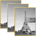 18x24 Picture Frame Gold 3 Pack - Scratch-Proof Poster Frames for Wall