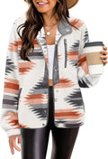 Zeagoo Women's Cozy Fleece Jacket Western Aztec Print - Warm Casual 2