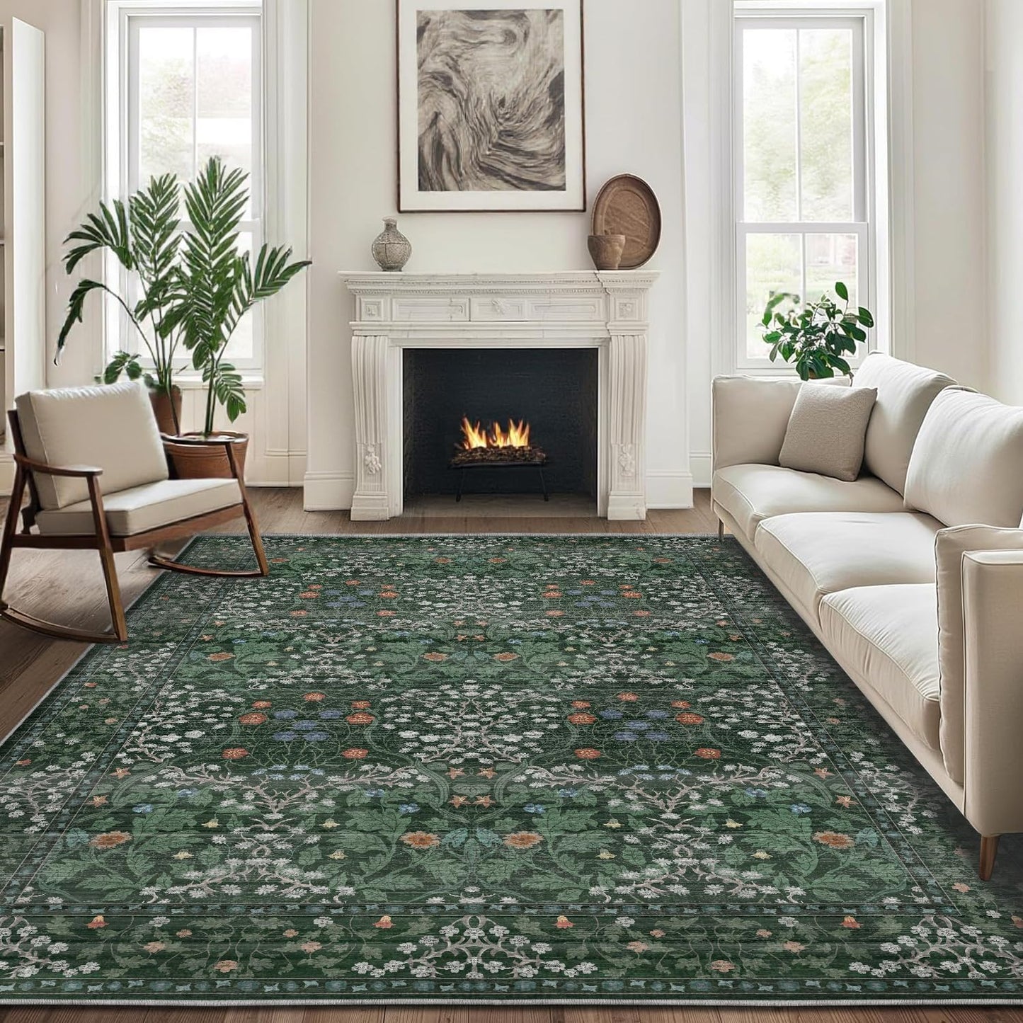 Soft Boho Vintage Area Rugs for Living Room - 5x7 Machine Washable