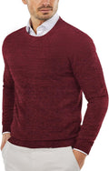 Mens Crew Neck Slim Fit Knit Sweater - Lightweight Dress Pullover