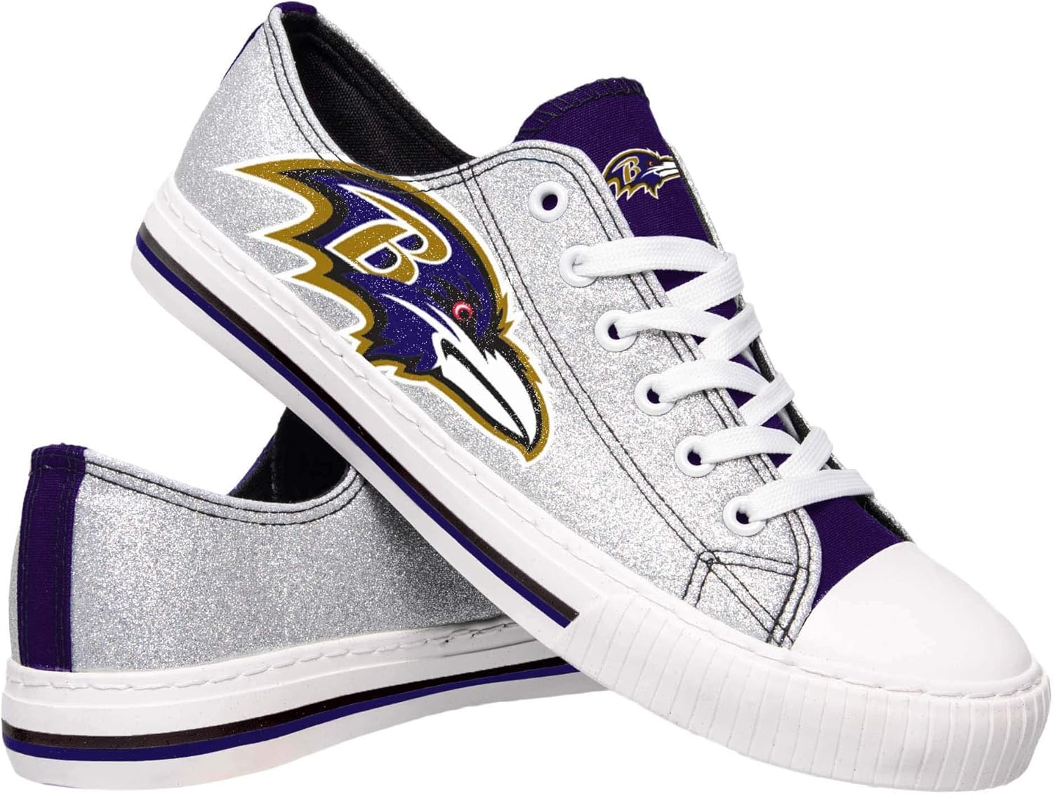 FOCO Women's NFL Team Logo Glitter Low Top Canvas Sneakers