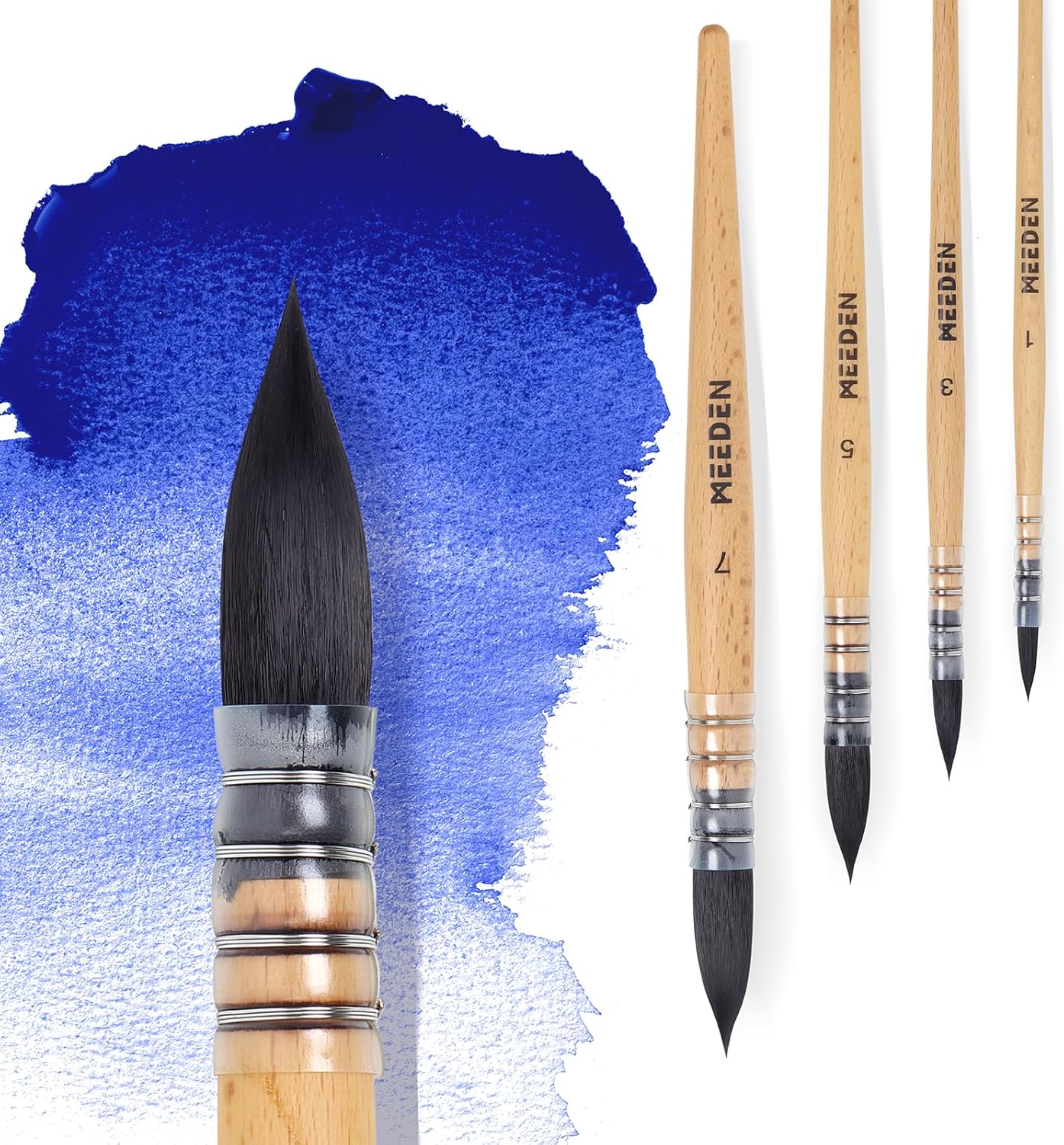 MEEDEN Watercolor Brushes Set - 4 Pack Synthetic Squirrel Hair