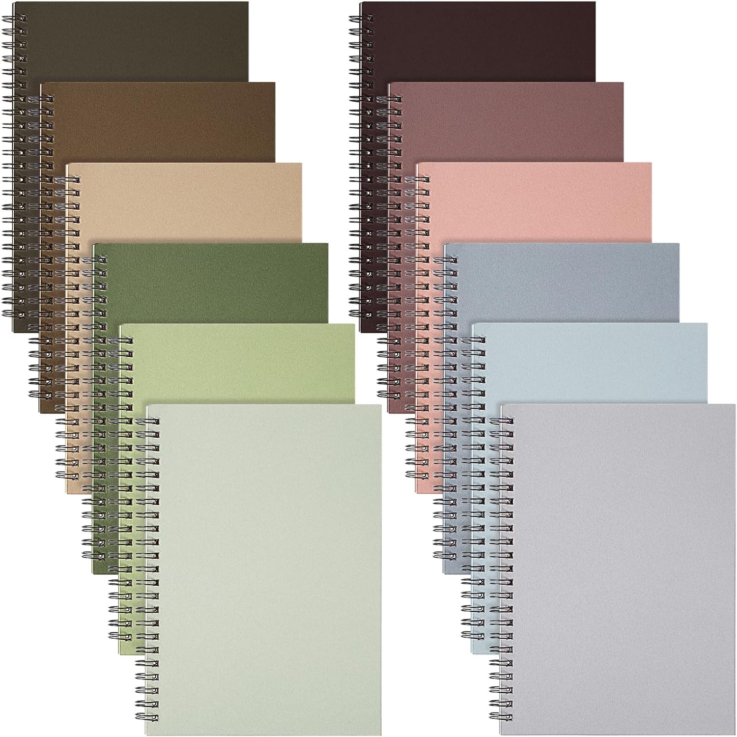 Fuutreo 12 Pcs College-Ruled Spiral Notebooks - Morandi Colors